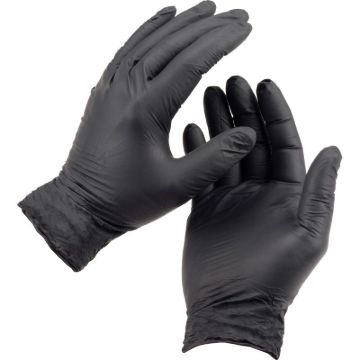 Picture of BLACK NITRILE POWDER FREE EXAM GLOVES - CHEMO & FENTANYL RATED - 3.5 MIL - X-LARGE - 10/100 PER CASE