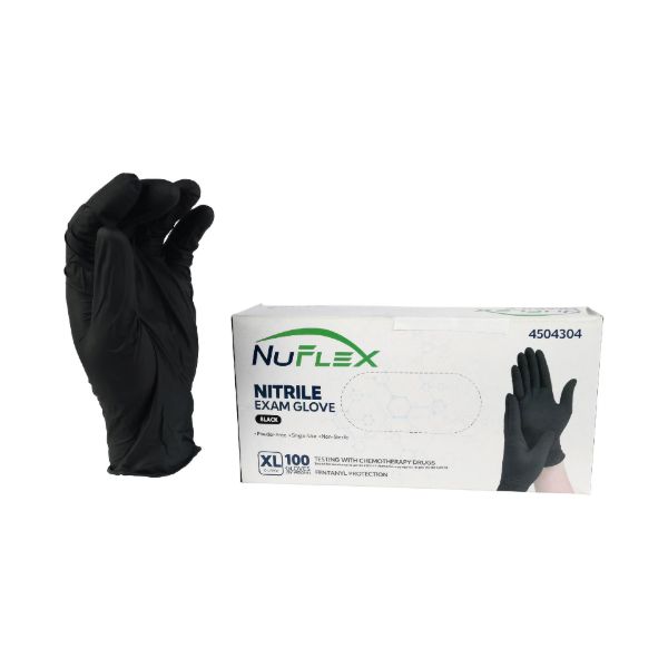 Picture of BLACK NITRILE 5 MIL POWDER FREE EXAM GLOVES - CHEMO & FENTANYL RATED - MEDIUM - 10/100 PER CASE