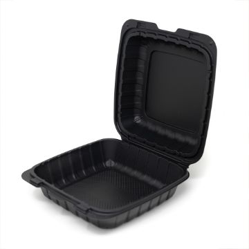 Picture of MFPP - 6"X6"X3" - 1 COMPARTMENT - BLACK - HINGED CONTAINER -  250 PER CASE